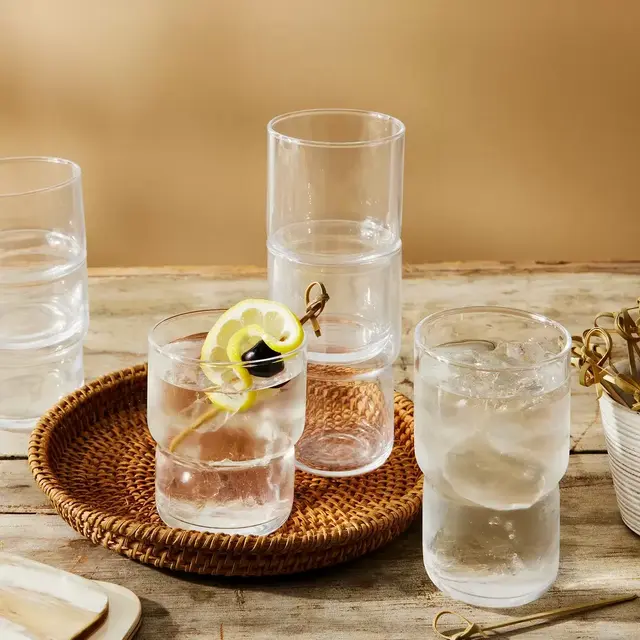 French Tightrope Stackable Glasses - Short 9 oz Set of 6