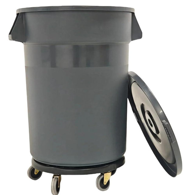 Cosogreen 32 Gallon Outdoor Trash Can with Lid and Wheels, Removable Wheels and Sturdy Handle Outdoor Trash Can for Outdoors, Hospitals, Garages, Backyards and Yards (Grey)