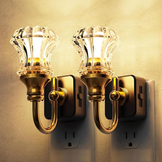 L LOHAS LED Night Lights Plug into Wall, 3000K Soft White LED, Floral Night Lights with Dusk to Dawn Sensor, 0-100lm Adjustable Brightness, for Hallway Bedroom Stairway
