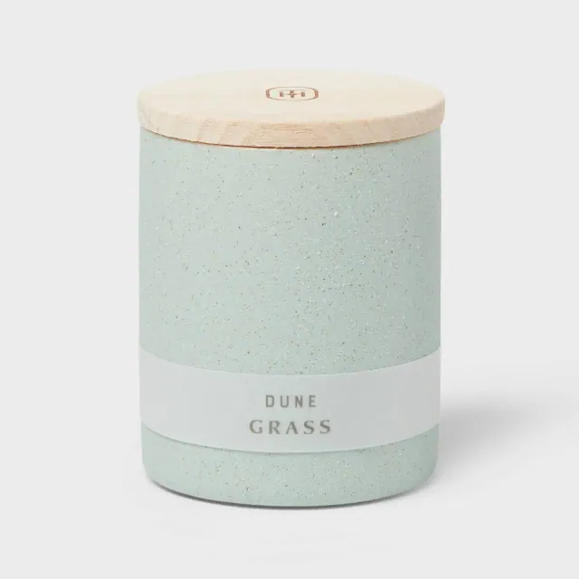 Matte Textured 6.4oz Ceramic Candle with Wooden Wick Dune Grass - Threshold™: Soy Wax, Nautical Decor, 28hr Burn