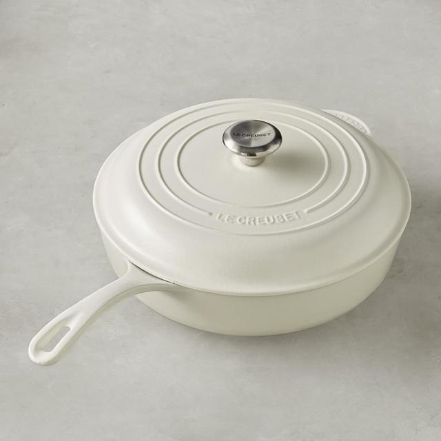 Le Creuset Signature Cast-Iron Sauté, 4 1/4-Qt., Matte White