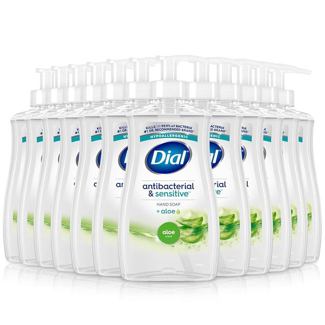Dial Antibacterial Liquid Hand Soap, Aloe, 11 fl oz (Pack of 12)