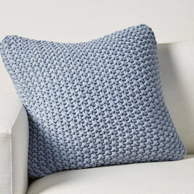 Bayside Seedstitch Pillow Cover, 22", Chambray