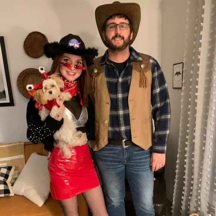 Outerspace Cowgirl and her cowboy and lobster!