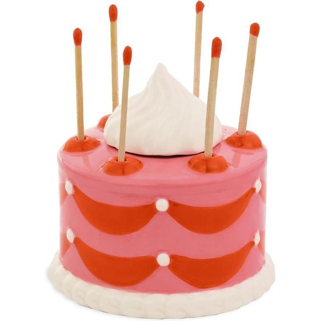 ban.do Match Holder with Striker Decor, Cute Matches Holder, Vintage Inspired Matchstick Holder, Pink Cake