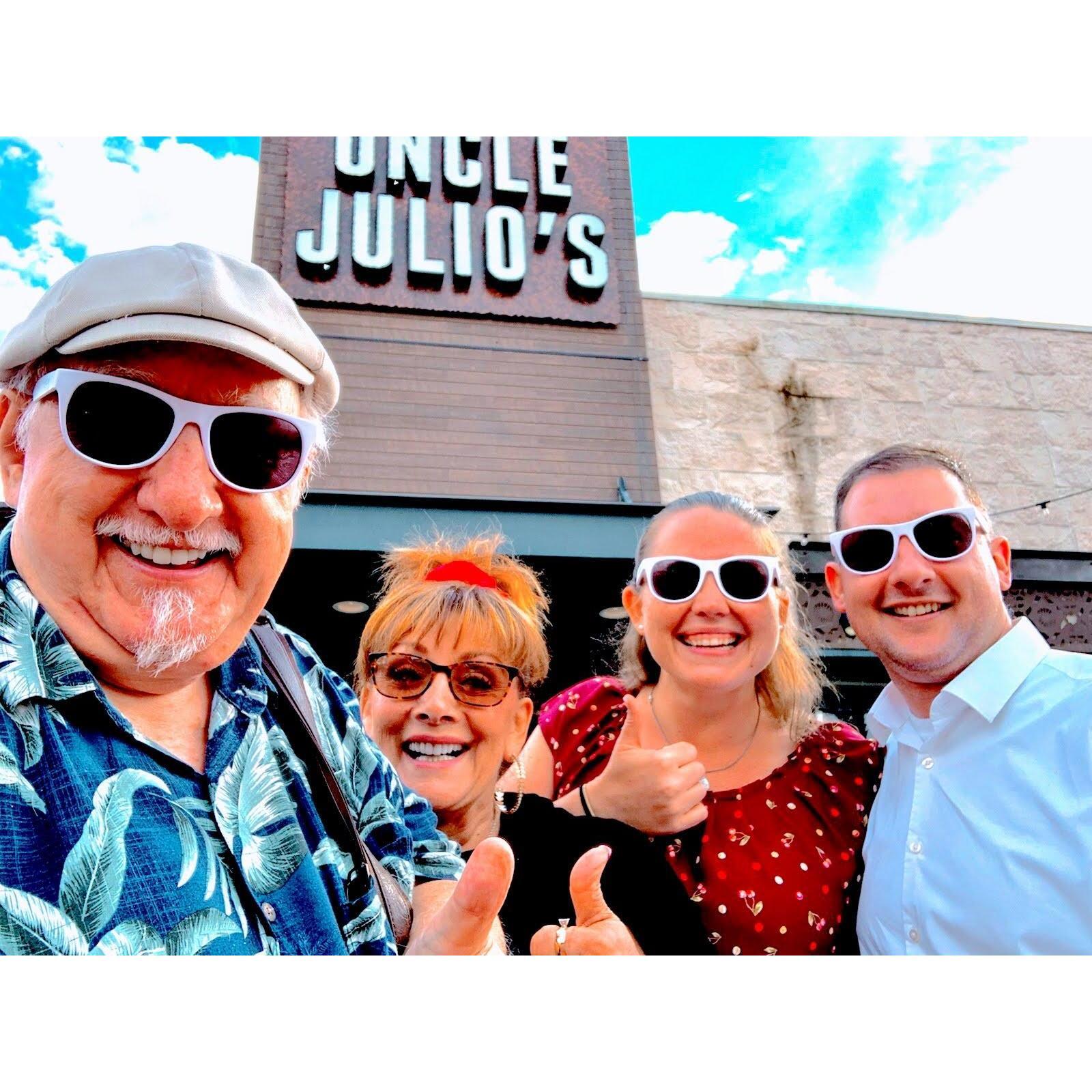 Sarah met Steven's parents for the first time Halloween weekend (2 weeks after they started dating!) Cue the infamous sunglasses photo from Dr. Steve!