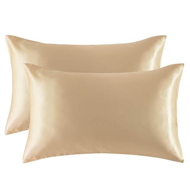 Bedsure Satin Pillowcase for Hair and Skin, 2-Pack - Queen Size (20x30 inches) Pillow Cases - Satin Pillow Covers with Envelope Closure, Champagne (Gold)