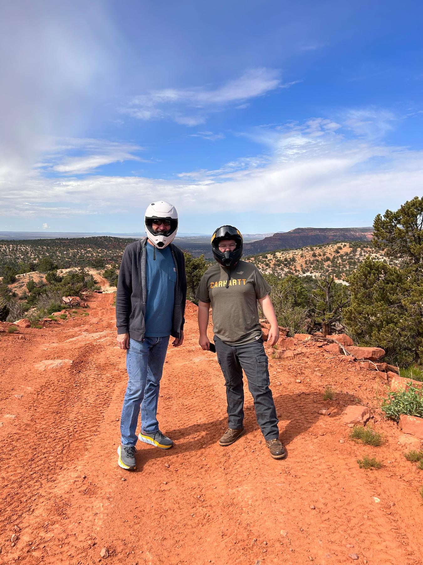 Luke and Darin riding ATVs in Utah