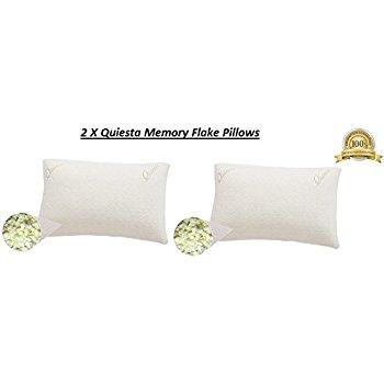 Quiesta Memory Foam Pillow, Shredded Memory Foam Interior, Natural Hypoallergenic Bamboo Fabric, Contour & Support your Neck To Relieve Pain (2, Queen)