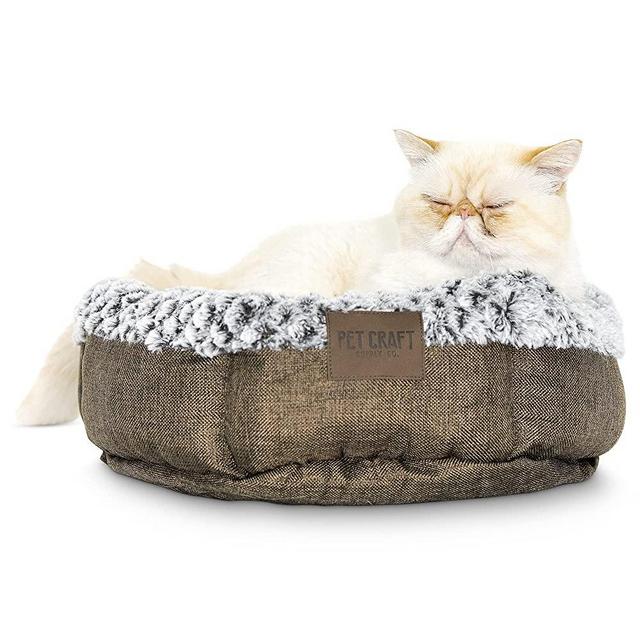 Pet Craft Supply Soho Round Dog Bed for Small Dogs - Cat Bed For Indoor Cats | Ultra Soft Plush | Memory Foam | Machine Washable | Puppy Bed | Pet Bed | Calming Cat Bed | Calming Bed for Dogs