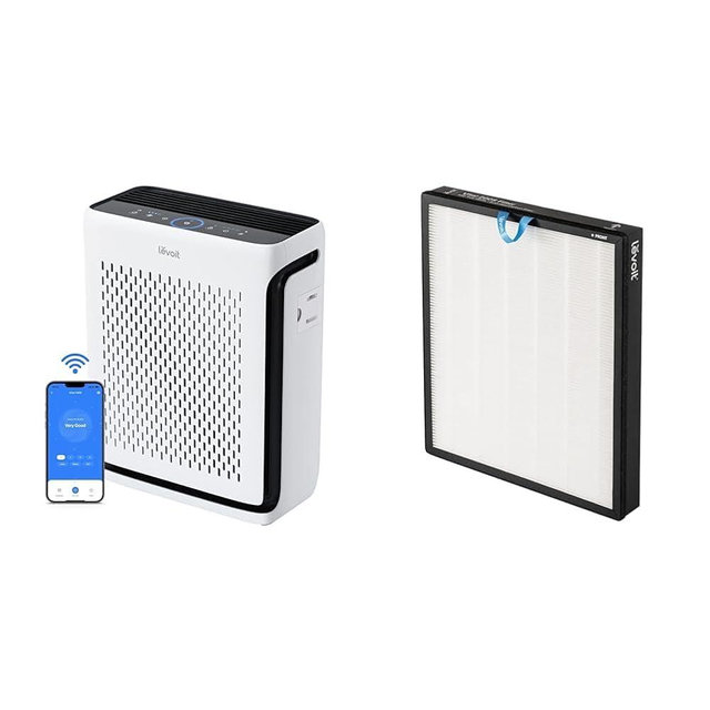 LEVOIT Air Purifiers for Home Large Room Bedroom Up to 1110 Ft² & Vital 200S Air Purifier Replacement, 3-in-1 True HEPA, High-Efficiency Activated Carbon Filter, Vital 200S-RF, 1 Pack, White