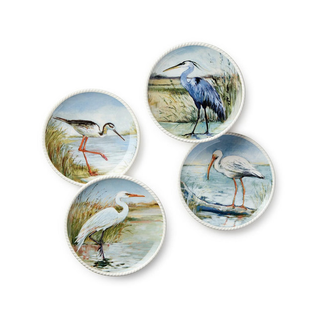 Certified International Coastal Birds Canape Plates, Set of 4