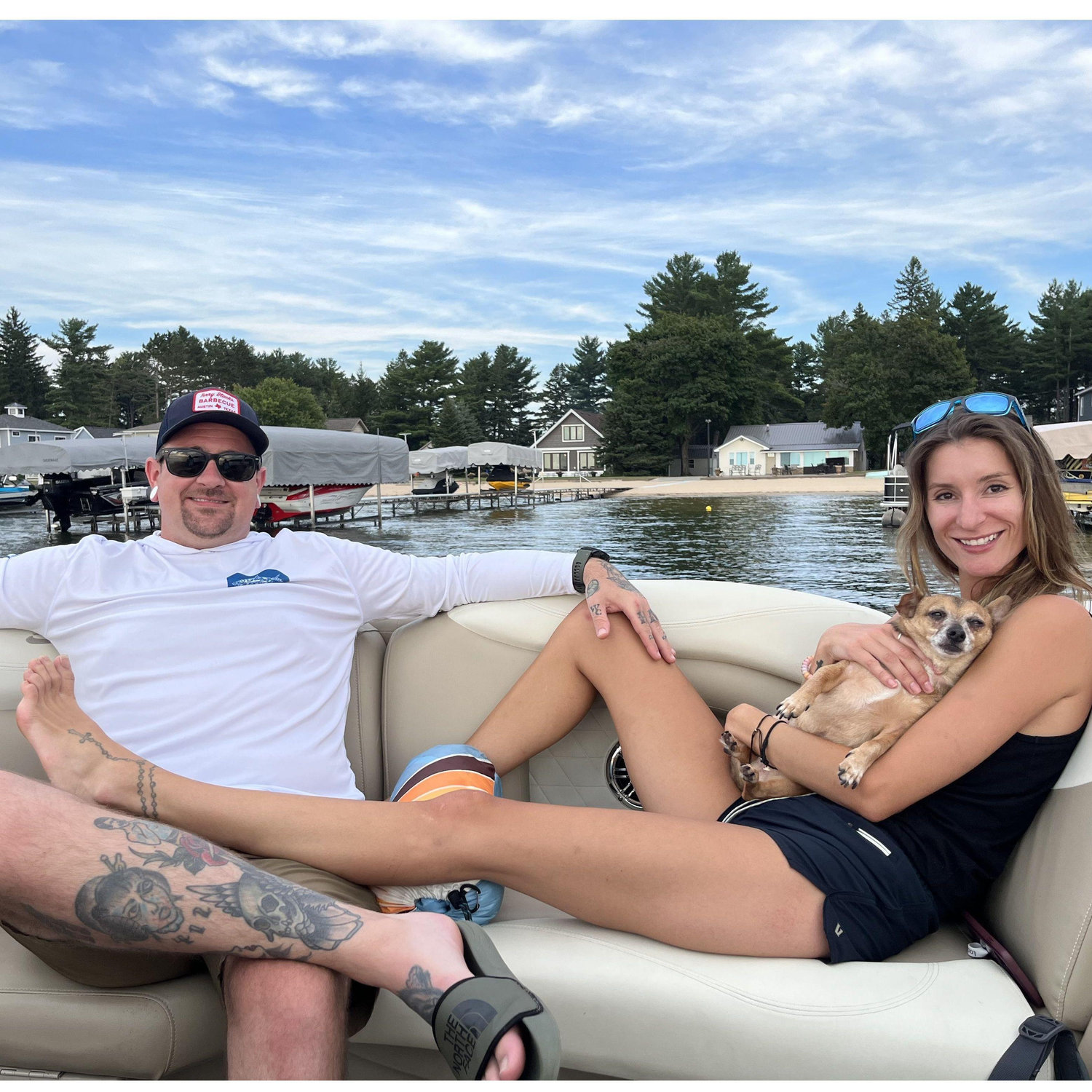 On the boat with Bentley.