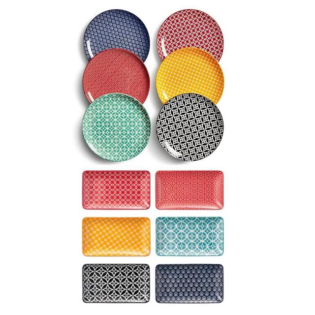 DOWAN Dinner Plates Set of 6 & Rectangular Salad Plates Set of 6