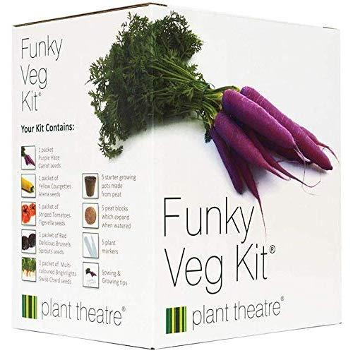 Plant Theatre Funky Veg KIT Gift Box - 5 Extraordinary Vegetables to Grow -Everything You Need to Start Growing in one Box! Super Grow Kit Gift