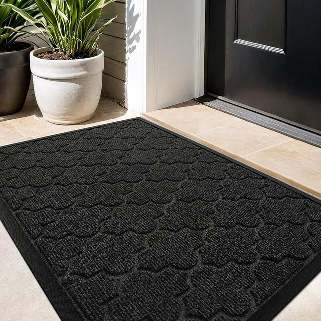 Color&Geometry Large Outdoor Door Mat 32x47, Black- Dirt Trapping, Anti Slip, Low Profile, Easy Clean, Rubber Backing Doormat, Outside Floor Matts and Rugs for House Entrance/Entryway/Entry