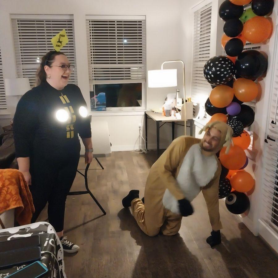 Our First Halloween - A deer in headlights!