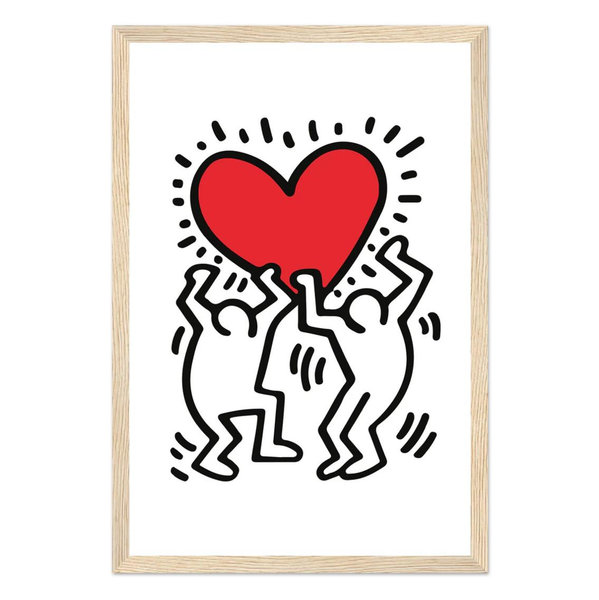 Men Holding Heart pop art poster - Matte / 18”x24”/ Wood