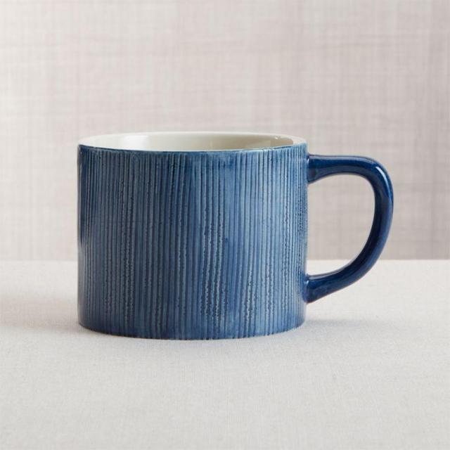 Crate & Barrel Racine Blue Textured Mug
