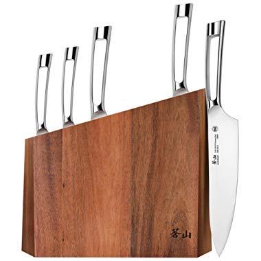 Cangshan N1 Series 59205 6-Piece German Steel Forged Knife Block Set, Acacia Block