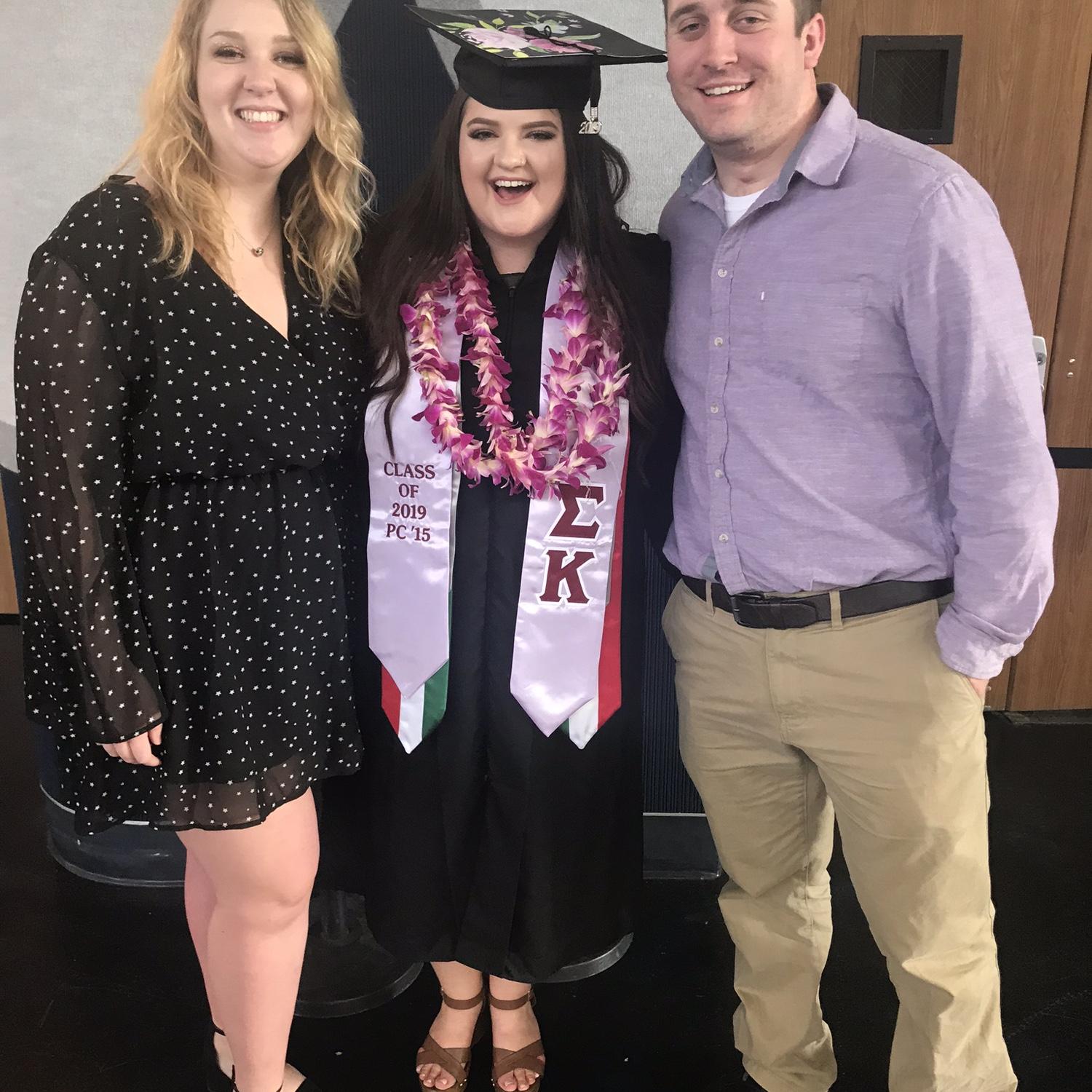 Brad, Lexi & Amber Dawn at Lexi's UNR Graduation, 2019