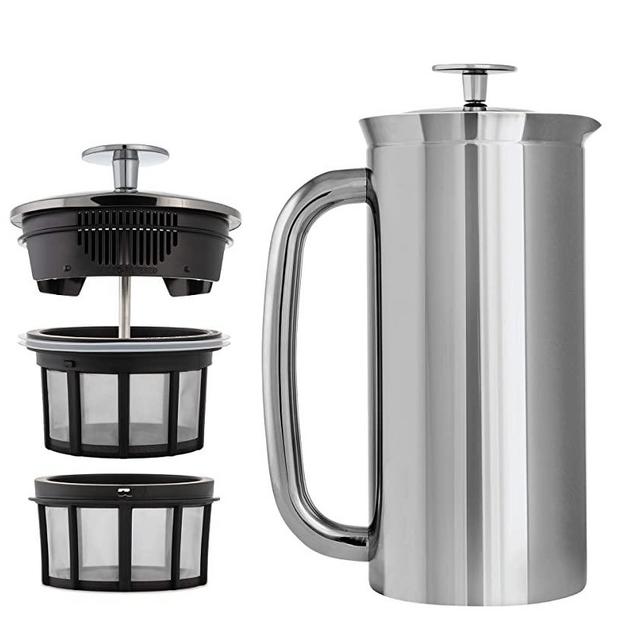 ESPRO P7 Double Walled Stainless Steel Insulated Coffee French Press, 32 Ounce, Polished Stainless Steel