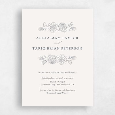 Light Oatmeal, Beige Wedding Invitation - Mauve Classic