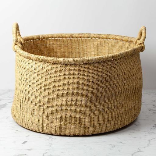 Natural Woven Grass Floor Basket - Large