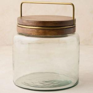 Large Wood with Antique Brass Canister