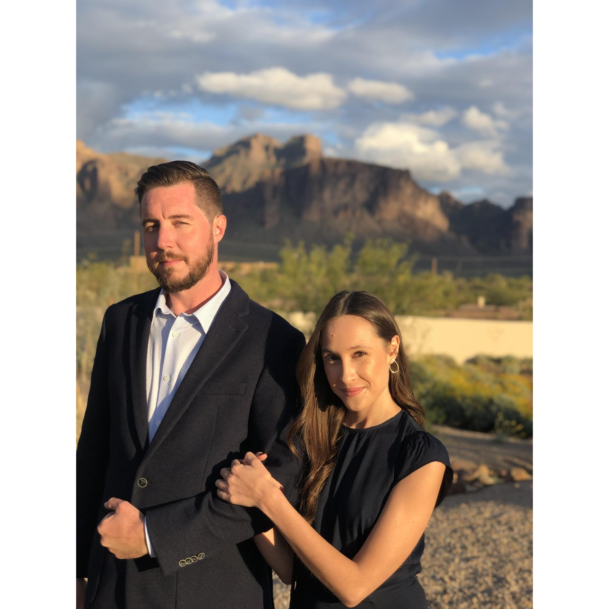 Devin and I at our first wedding together.