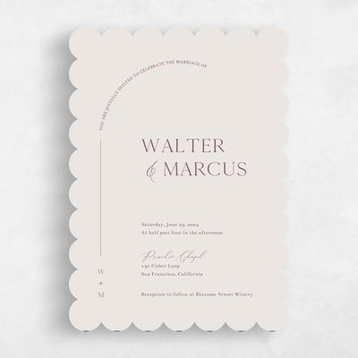 Beige Scalloped Wedding Invitation - Olaya Portrait