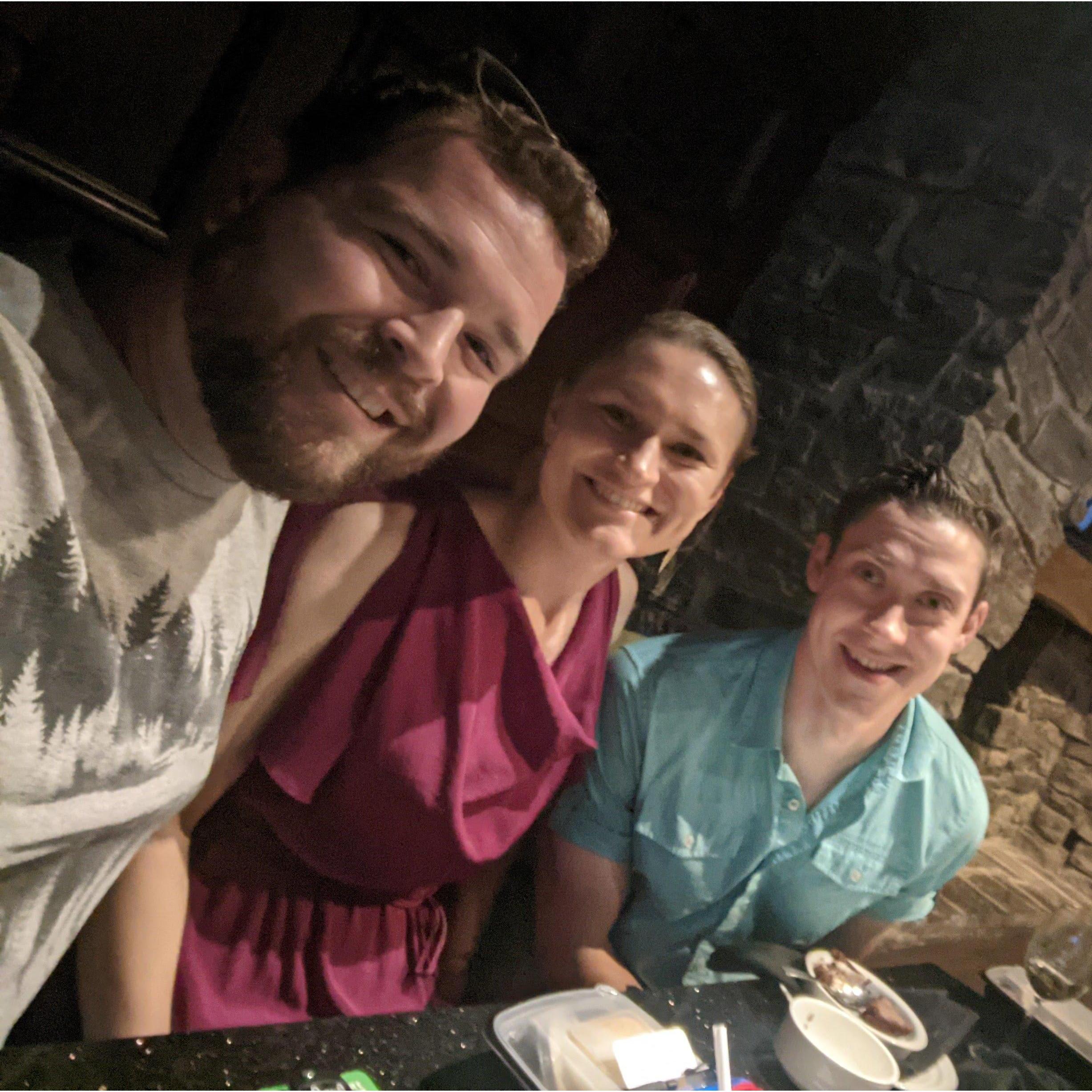 Andie's birthday dinner at the Twisted Olive with Will and Tory.