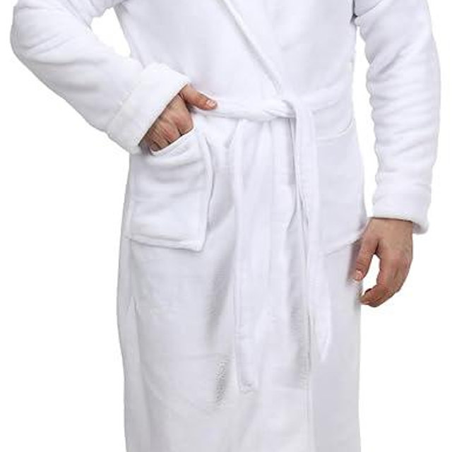 NY Threads Luxurious Men's Shawl Collar Fleece Bathrobe Spa Robe