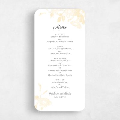 Yellow Rounded Wedding Menu - Heaven