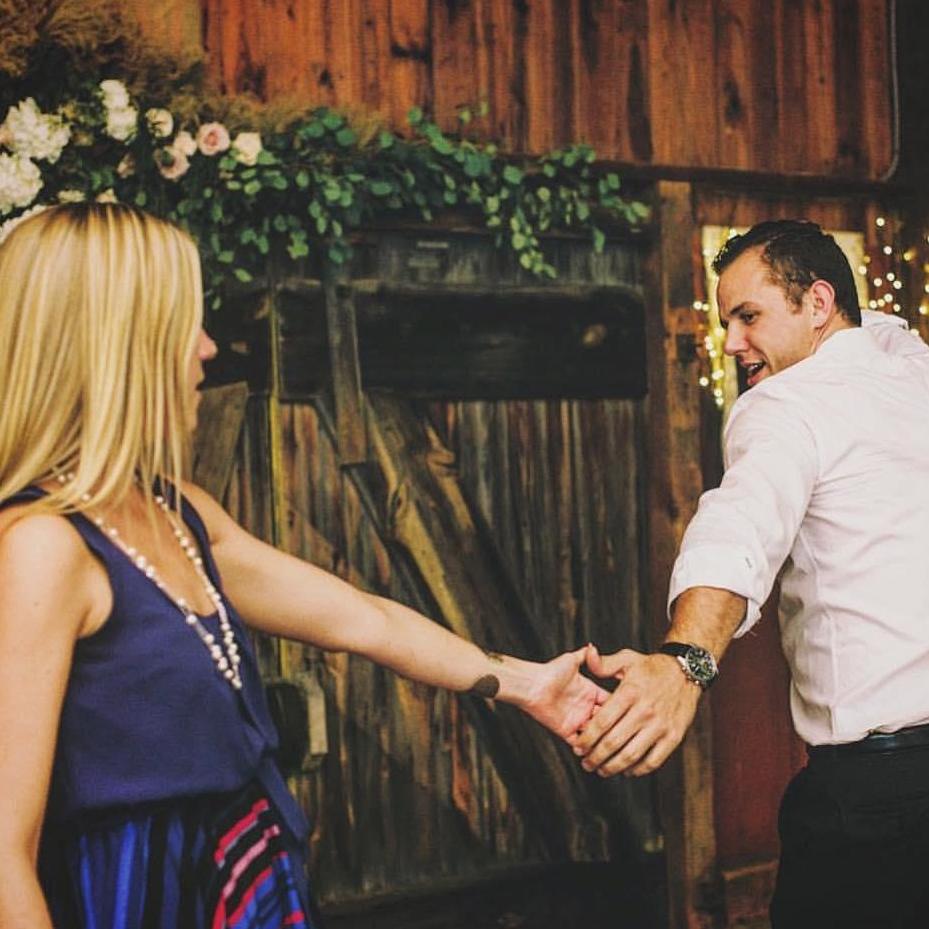 Dancing the night away at Justin's sister's wedding