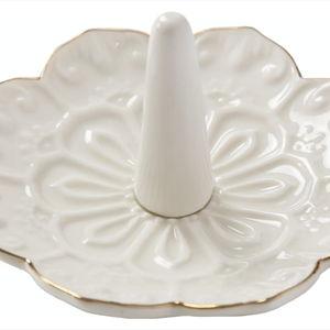 HOMEGOAL Ceramic Ring Holder Dish for Jewelry, Decorative Mandala Jewelry Tray for Rings Earrings Necklaces Watch Keys, Aesthetic Room Decor, Birthday Engagement Wedding Gifts for Women (White)