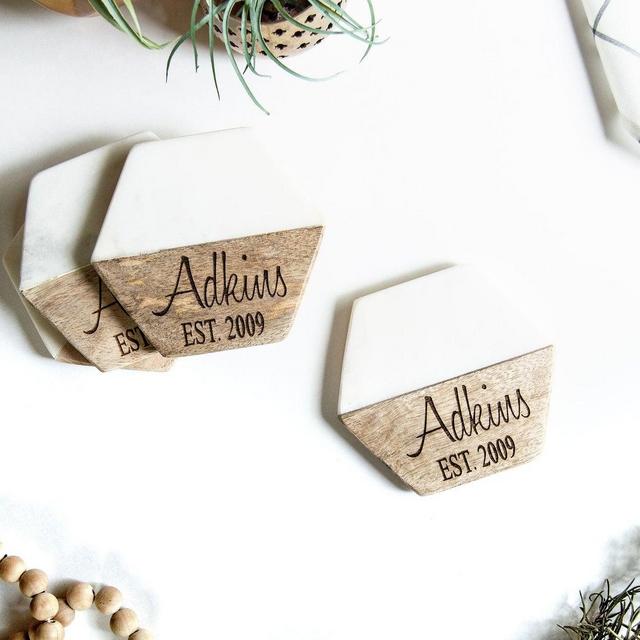 Personalized Coasters, Set of 4, Wood and...