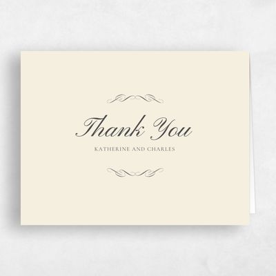 Beige Bordered Wedding Thank You - Abbey