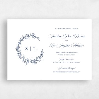 Navy, Blue Wedding Invitation - Goundry Landscape Letterpress