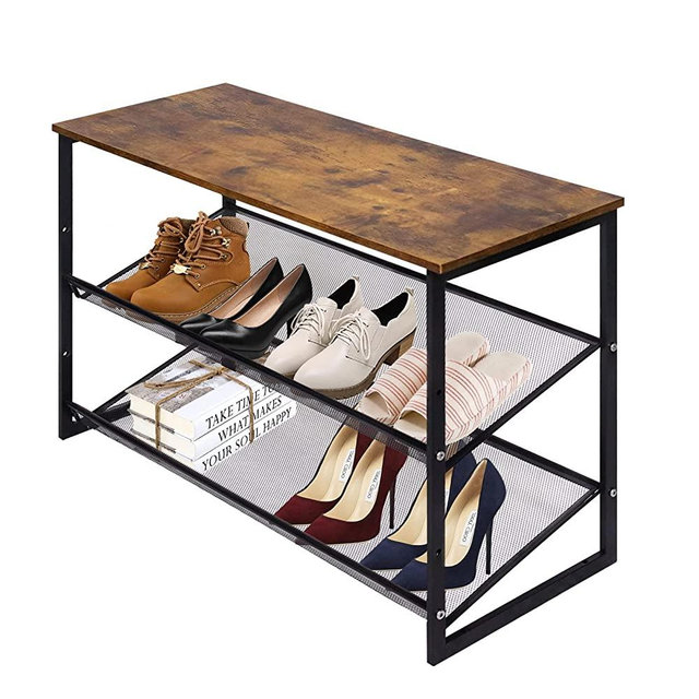 3-Tier Tilting Adjustable Freestanding Shoe Rack 9-Pairs For Durability And Stability For Entryways, Hallways, Closets, Dormitory Rooms, And Industries，Brown Garden 4 you