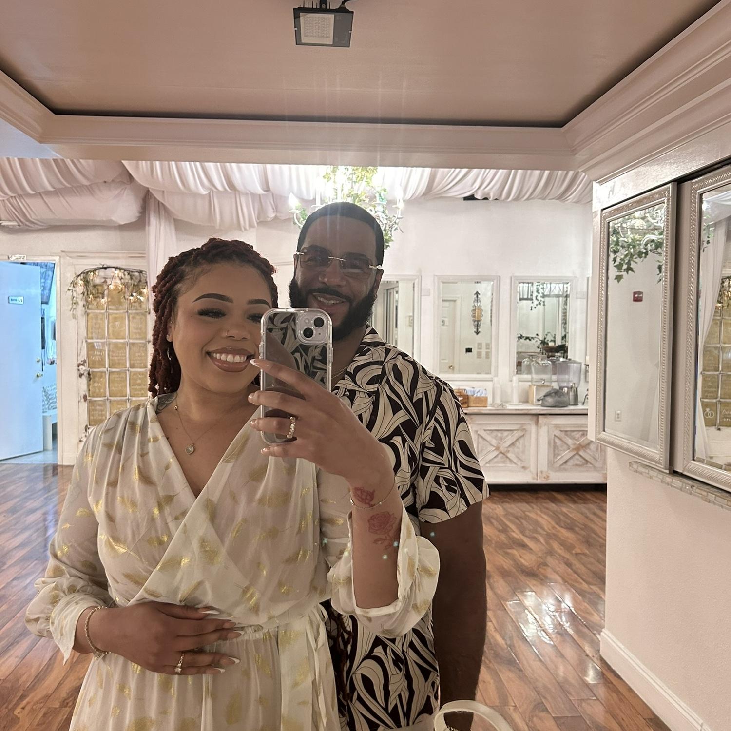 At our wedding venue- food tasting and decor review a success!!