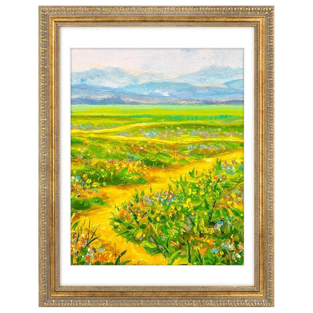 Golden State Art, 18x24 Ornate Vintage Photo Frame with White Mat for 16x20 Pictures or 18x24 Without Mat, Bronze Color