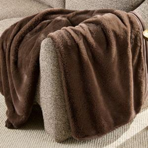 Better Homes & Gardens Brown Faux Fur Ultra Soft Luxury Oversize Throw Blanket 50" x 72", Brown Basket