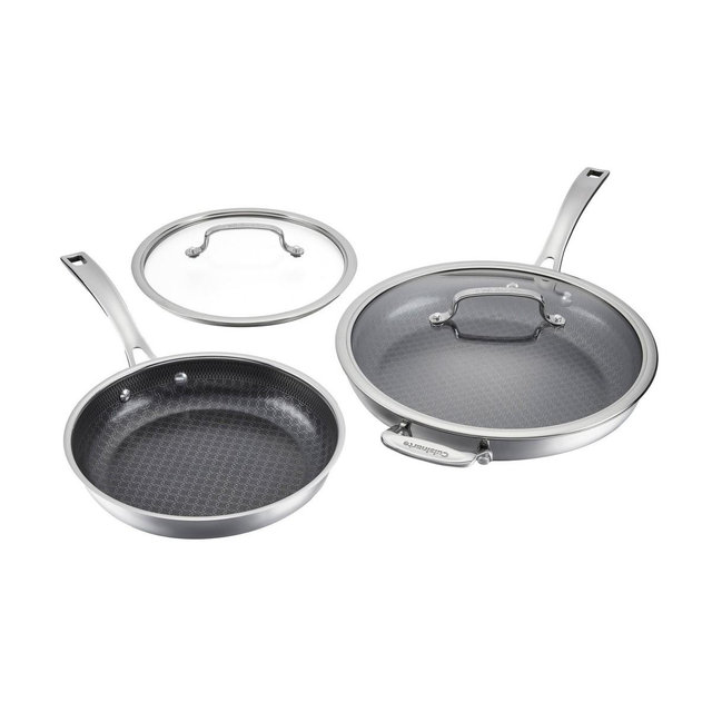Cuisinart 4pc Fusion Plus Stainless Steel Skillet Set 10 and 12 with Lids