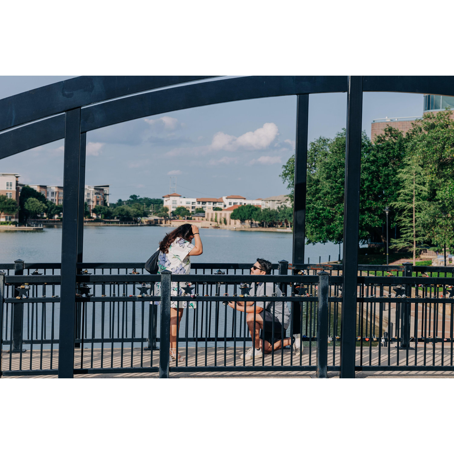 Eric took Viviana by surprise and proposed at Lake Carolyn where they had their very first date.