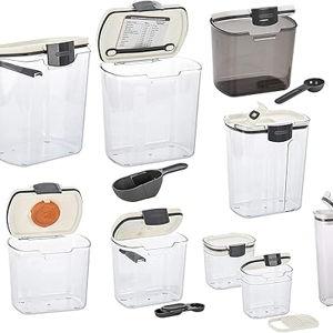 Progressive ProKeeper Baker's Airtight Kitchen Storage Canister Container Set for Flour, Sugar & More, Keeps Ingredients Fresh, with Accessories (Multicolor, 13- Piece)