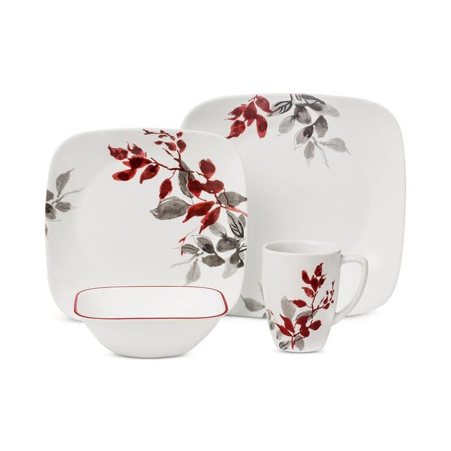 Corelle Kyoto Leaves Square 16-Pc. Set, Service for 4