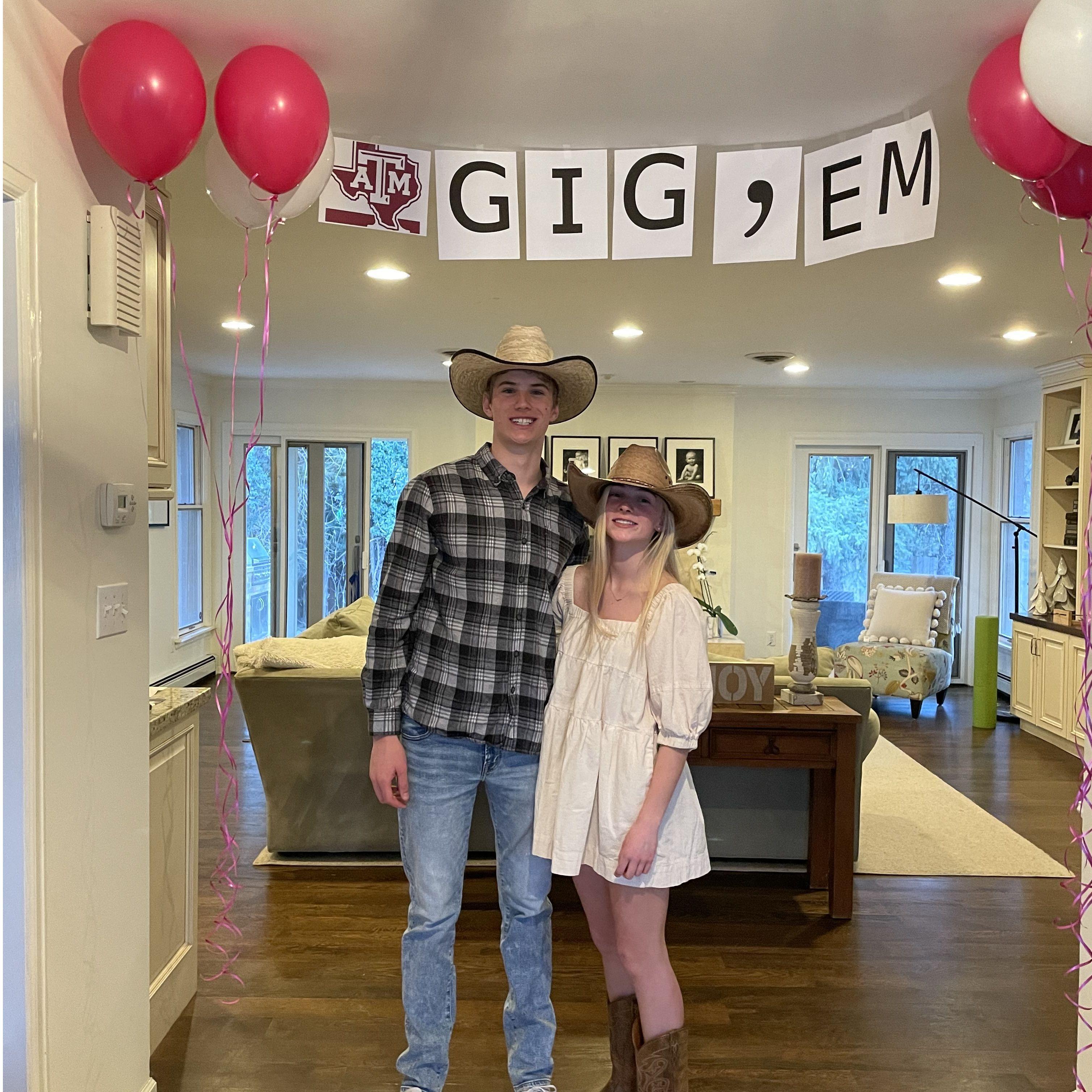Luke officially decides to go to Texas A&M for college.