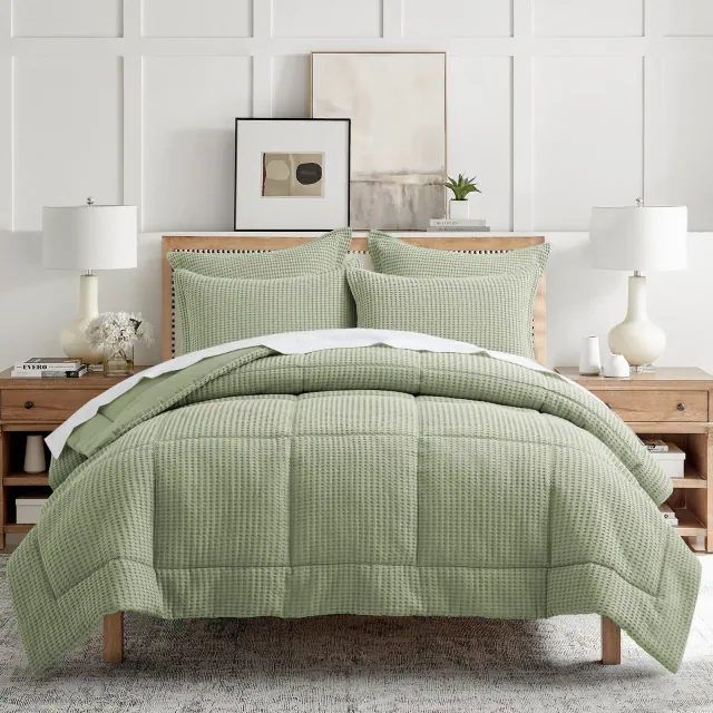 Mills Waffle Desert Sage Full/Queen Comforter Set - Levtex Home