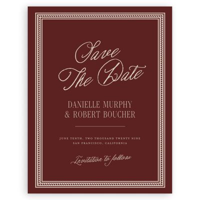 Maroon, Red Wedding Digital Save the Date - Encanto Portrait